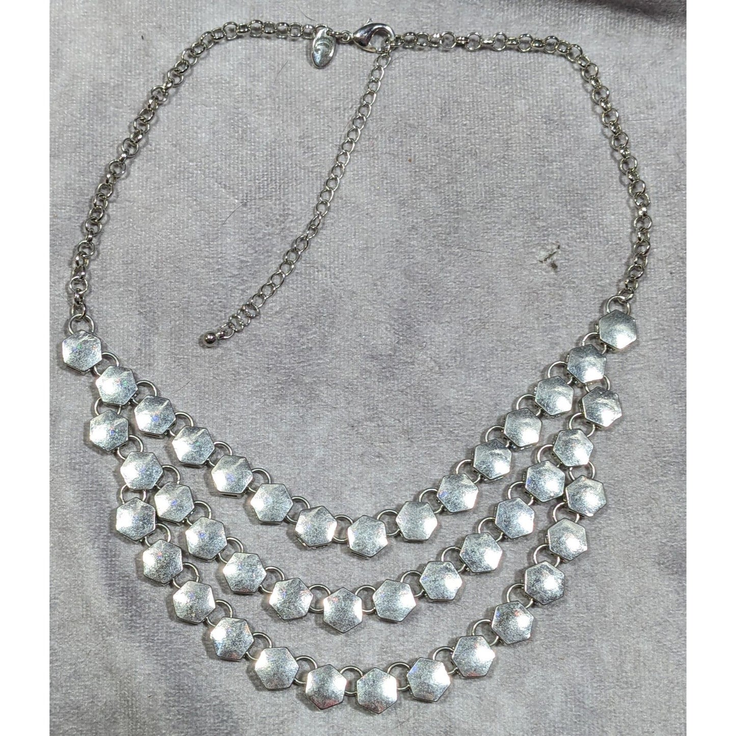 Charming Charlie Modern Hexagonal Concave Multilayer Link Necklace