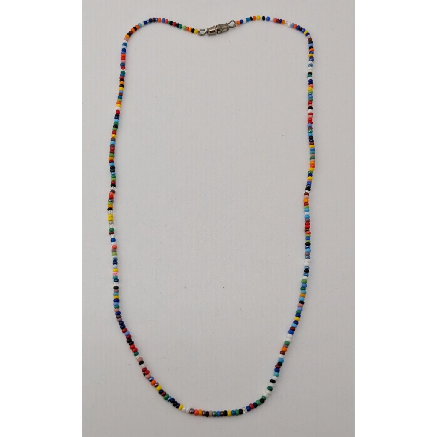 Rainbow Glass Seed Bead Necklace Colorful Minimalist Y2K Boho Jewelry