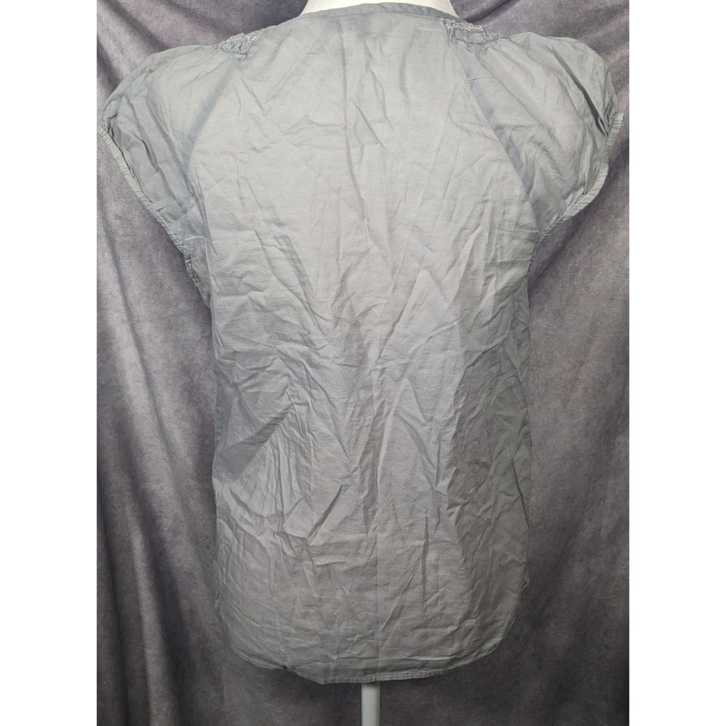 Loft Peasant Top Light Grey With White Embroidery Size Medium