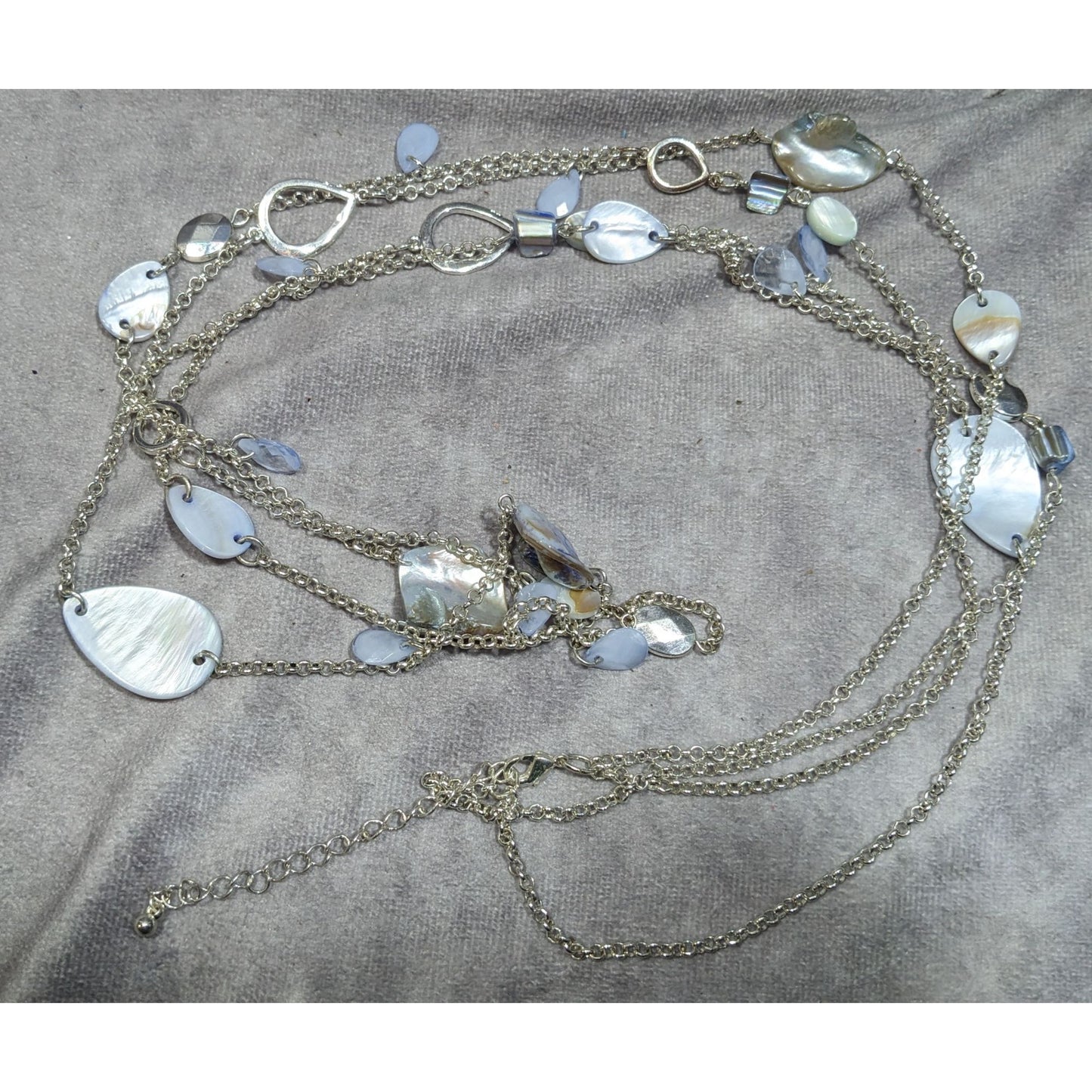 Mermaidcore Pastel Blue Shell And Silver Tone Chain Necklace