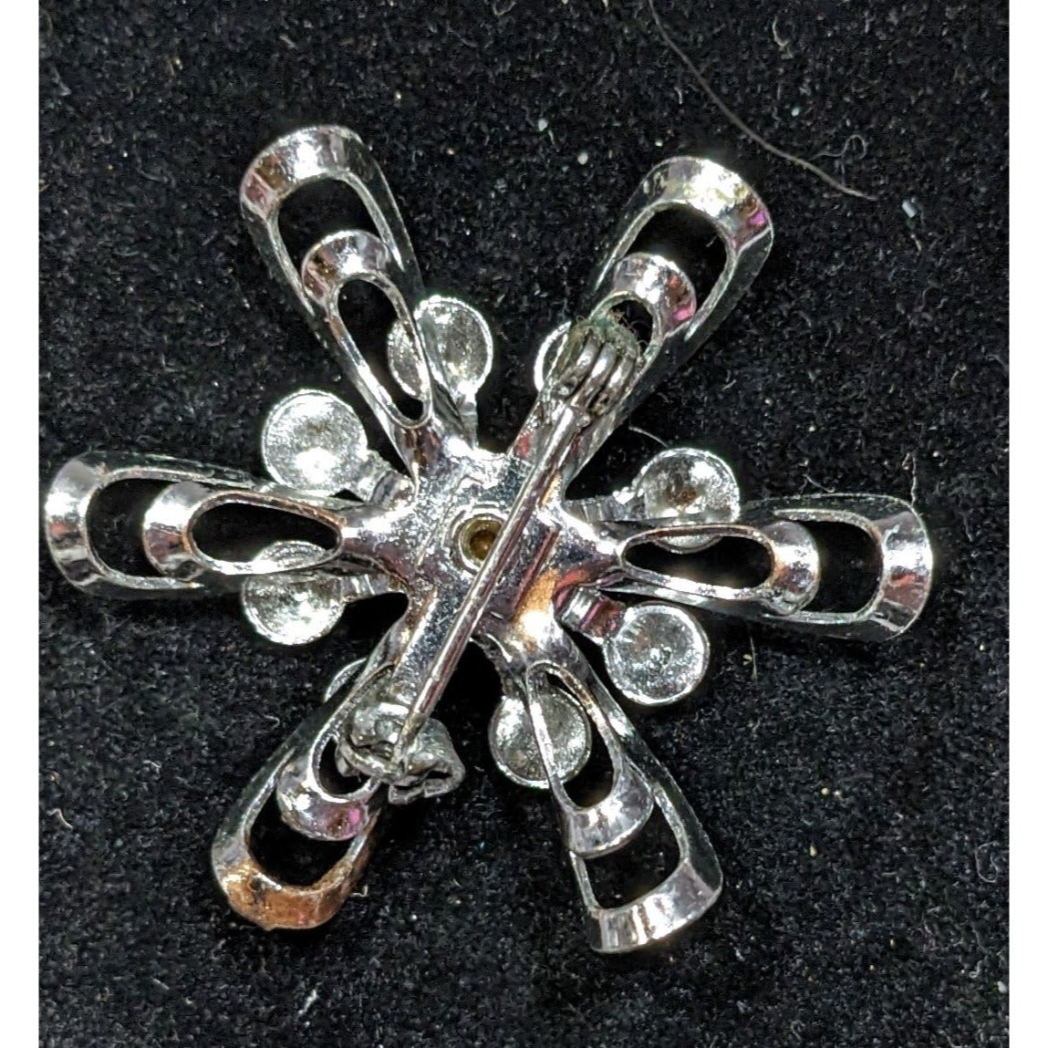 Vintage 60 Atomic Sunburst Snowflake Brooch