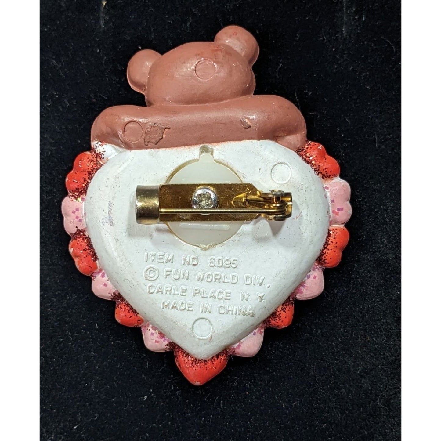 Vintage 80s Valentine Bear "Beary Huggable" Fun World Brooch