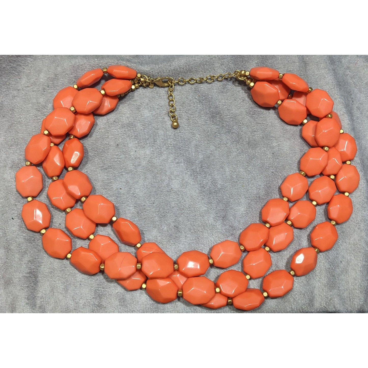 Premier Designs Orange And Gold Tone Layered Beaded Necklace