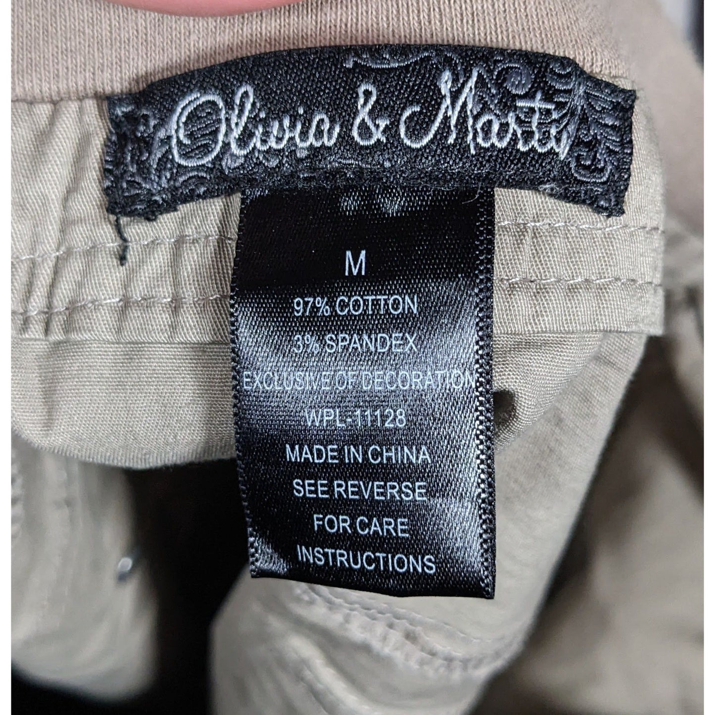 Olivia & Martin Floral Embroidered Khaki Skirt