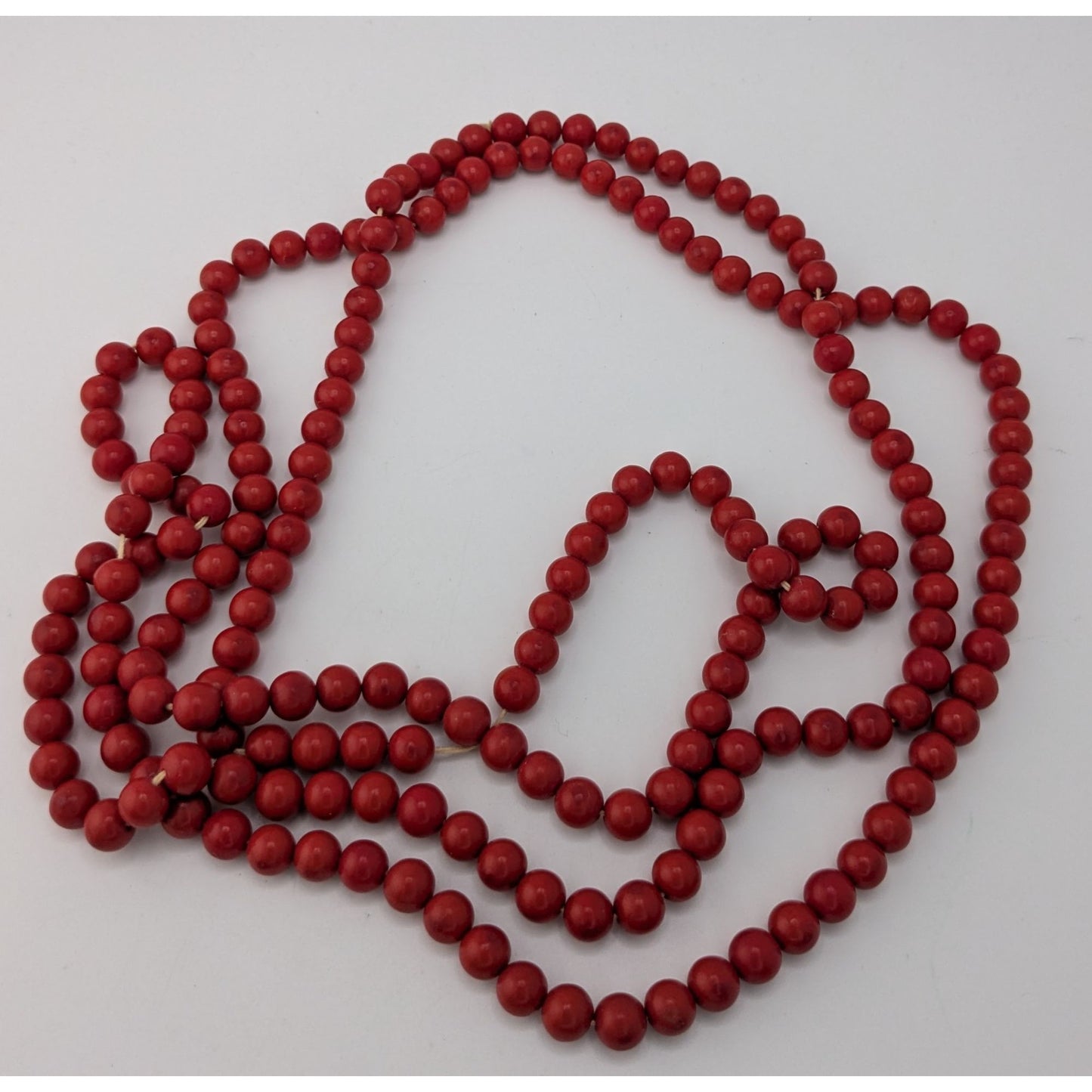 Vintage Extra Long Red Beaded Necklace Boho Statement Layering Strand Retro Chic