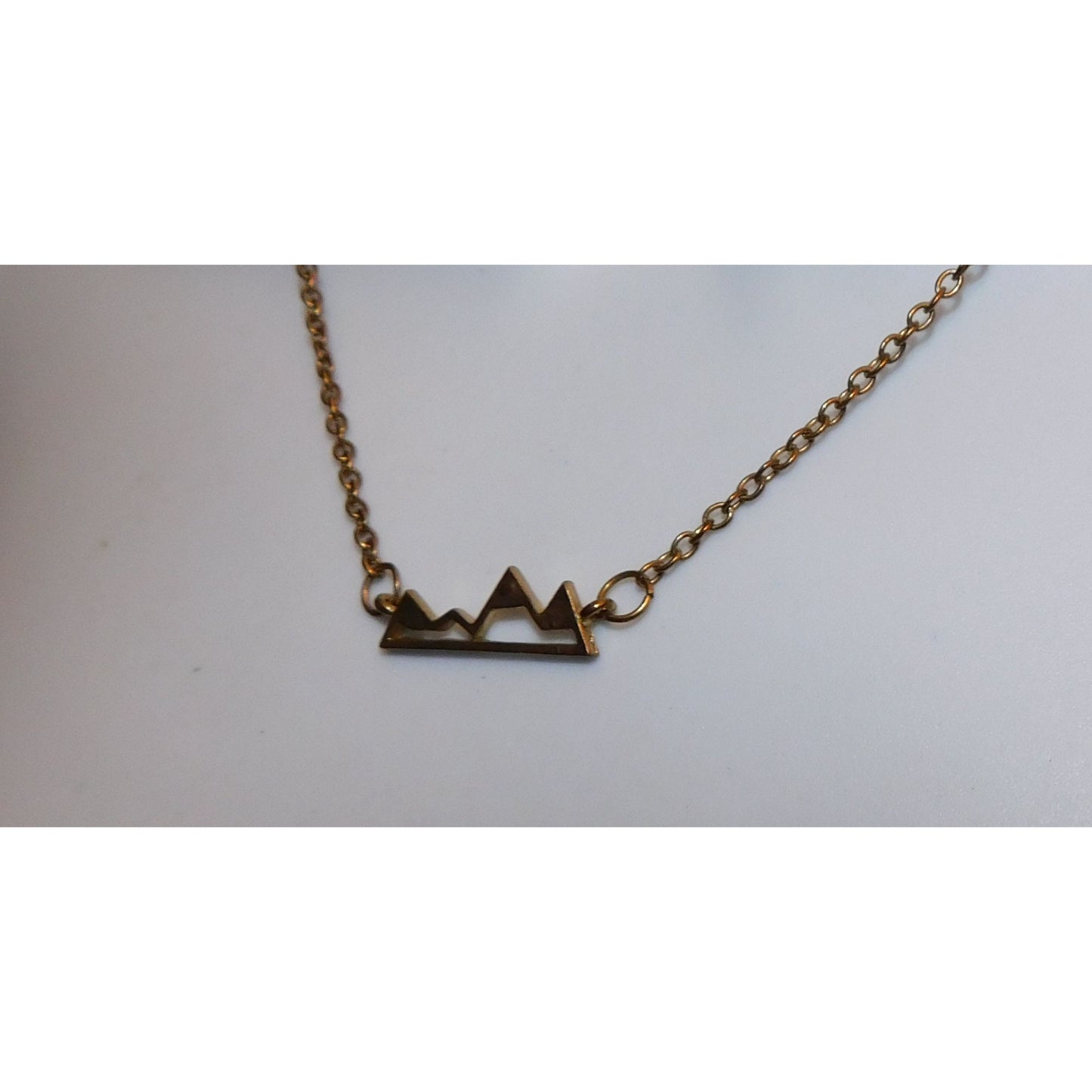 Dainty Minimalist Mountain Gold Tone Necklace