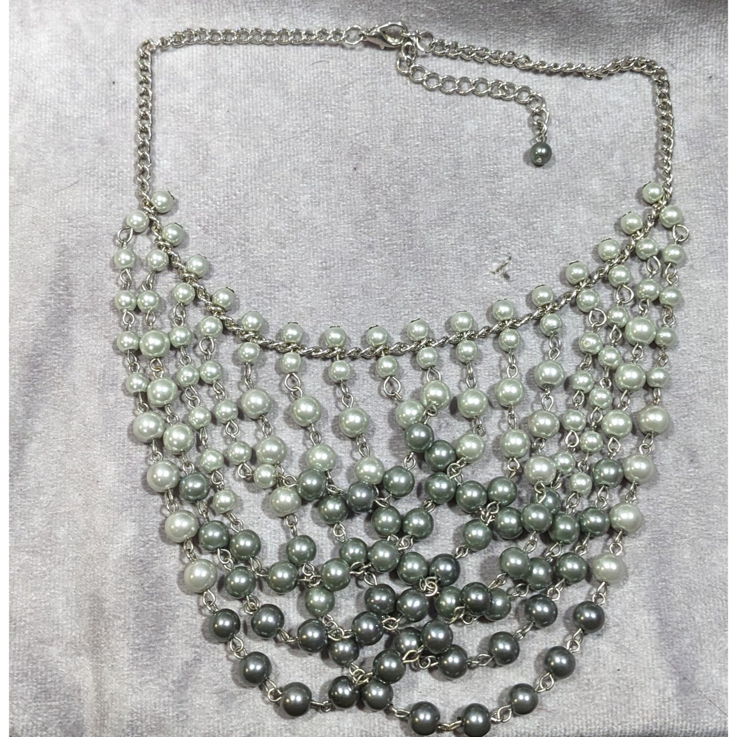 Elegant Glam Draped Dual Silver Tone Bib Necklace