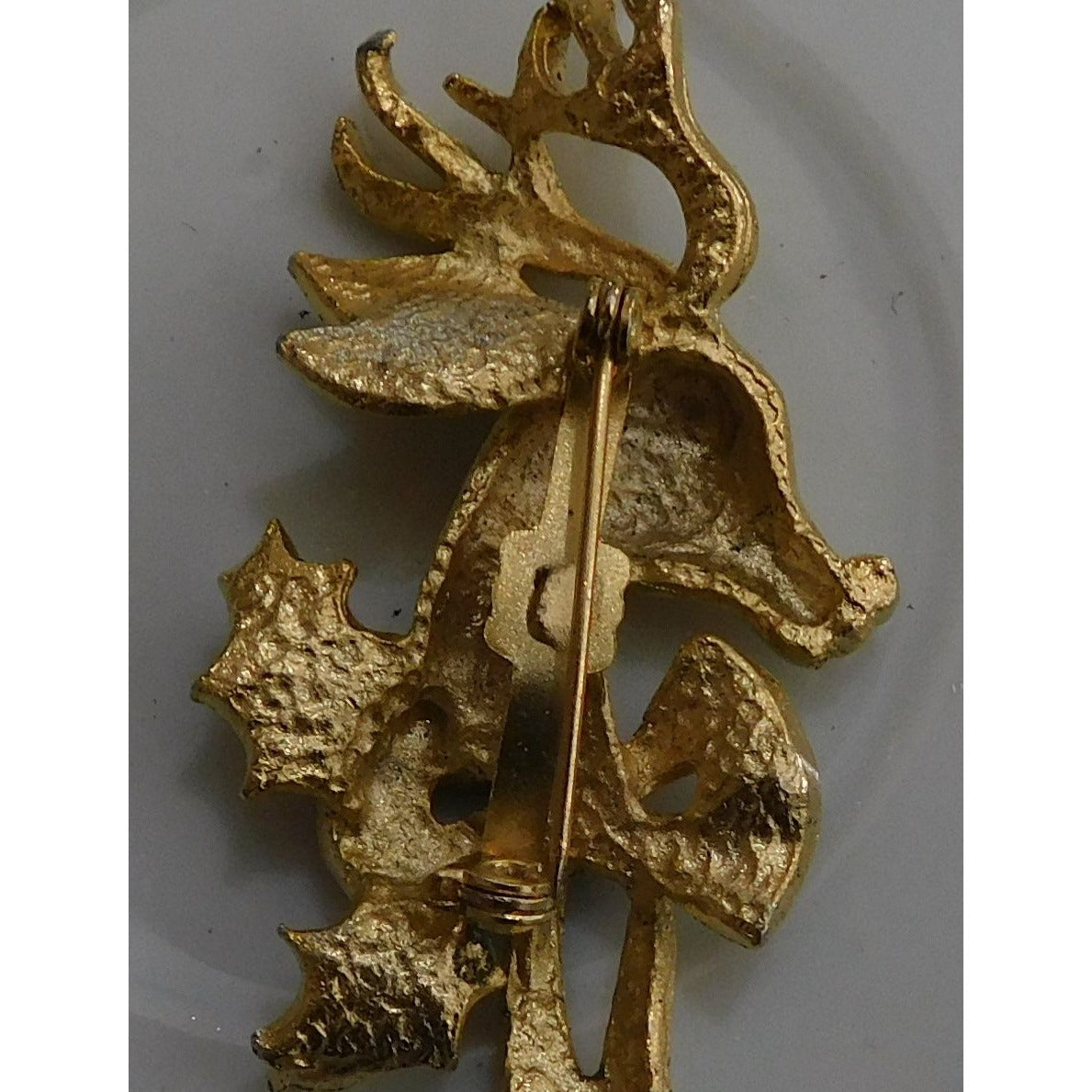 Vintage 1950s Stylized Textured Reindeer Brooch