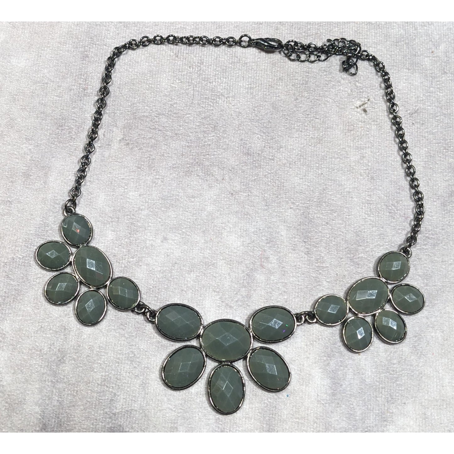 Y2K Style Grey Floral Statement Necklace