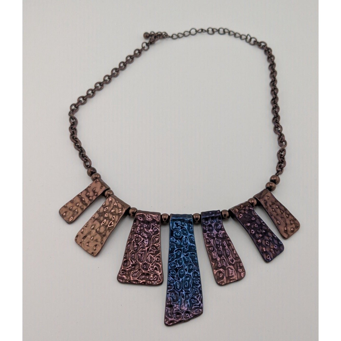 Brutalist Anodized Textured Cascade Bib Necklace