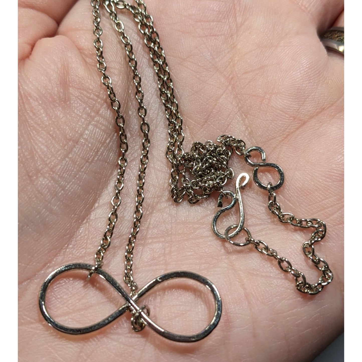 Dainty Infinity Pendant Silver Tone Necklace