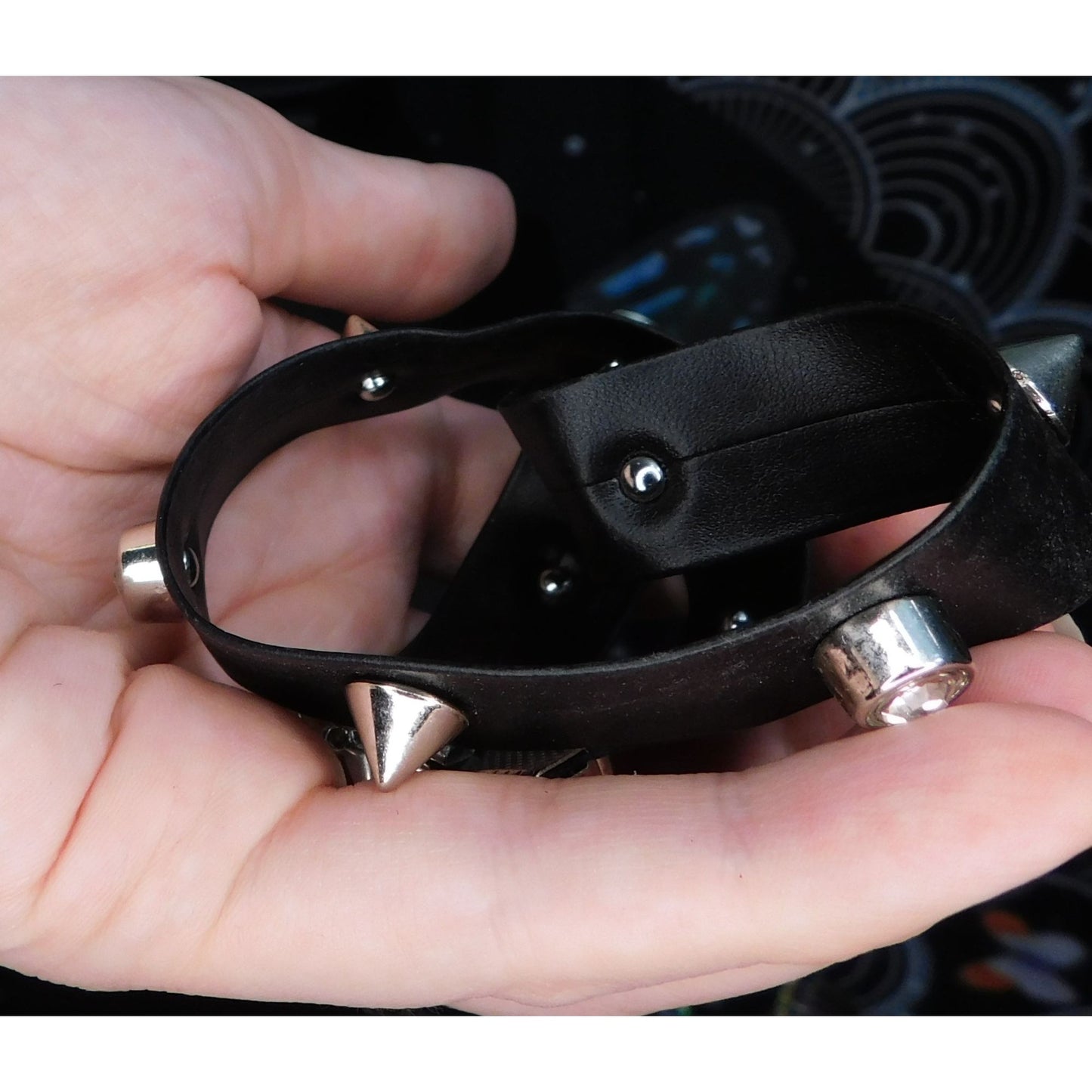 Gothic Spike And Gem Studded Faux Leather Choker