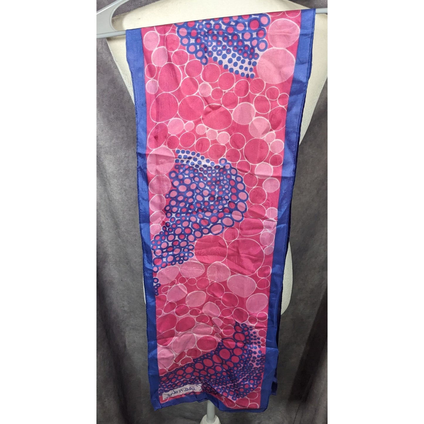 Vintage Cesandre Paris Pink And Purple Abstract Bubble Scarf