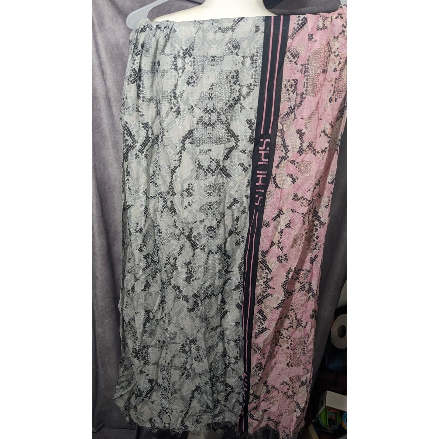 Marc Cain Sports Grey And Pink Snake Print Scarf