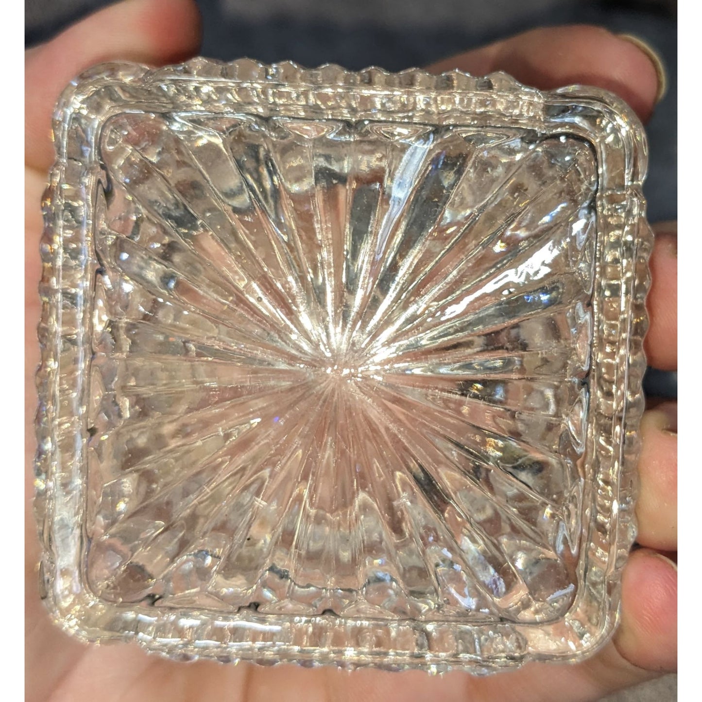 Coquette Vintage Clear Glass Bow Lidded Trinket Jewelry Box