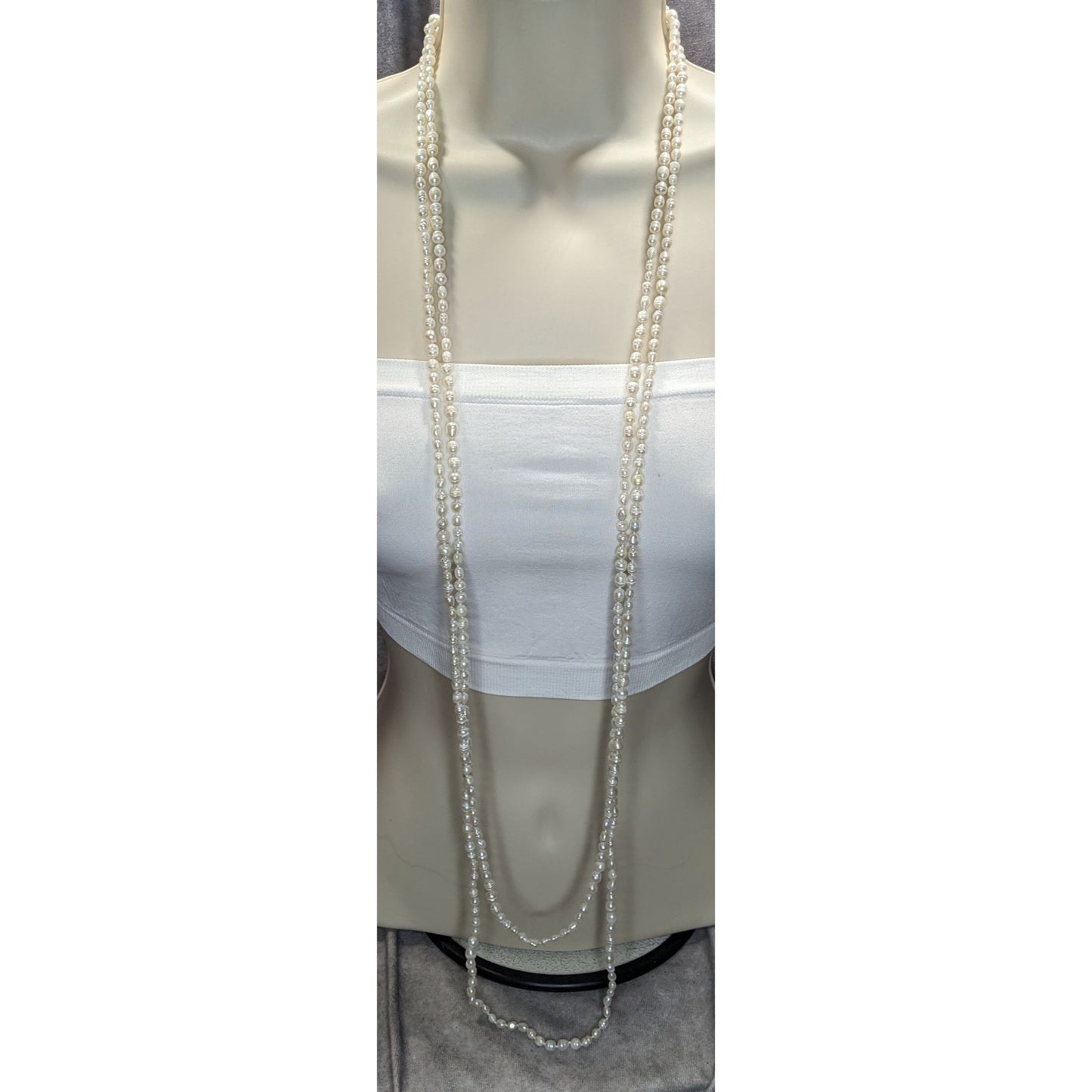 Vintage Freshwater Pearl Necklace 94 Inch White Nature Elegance Jewelry