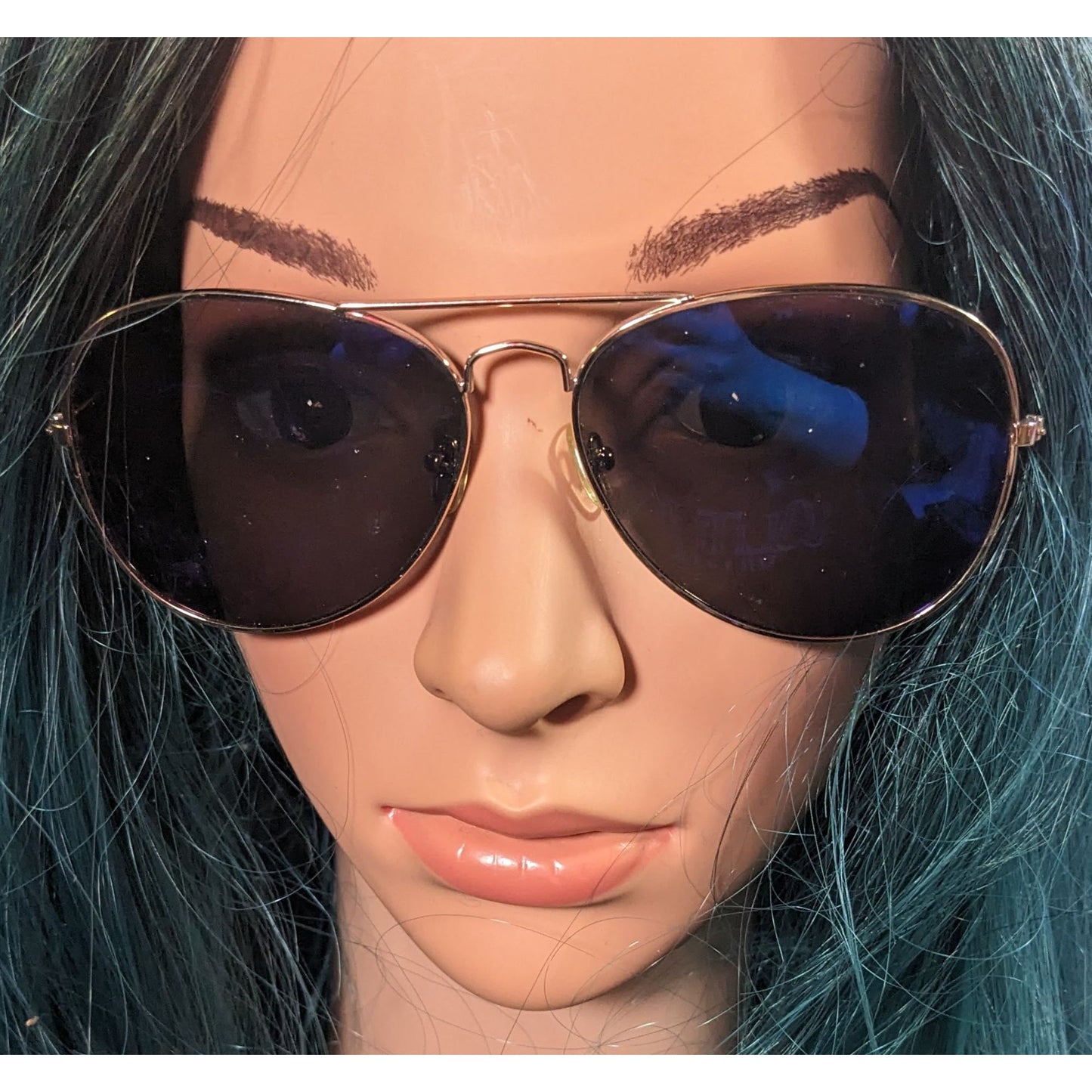 Blue Planet Hayes Gold Tone Aviator Sunglasses With Blue Mirror Lenses