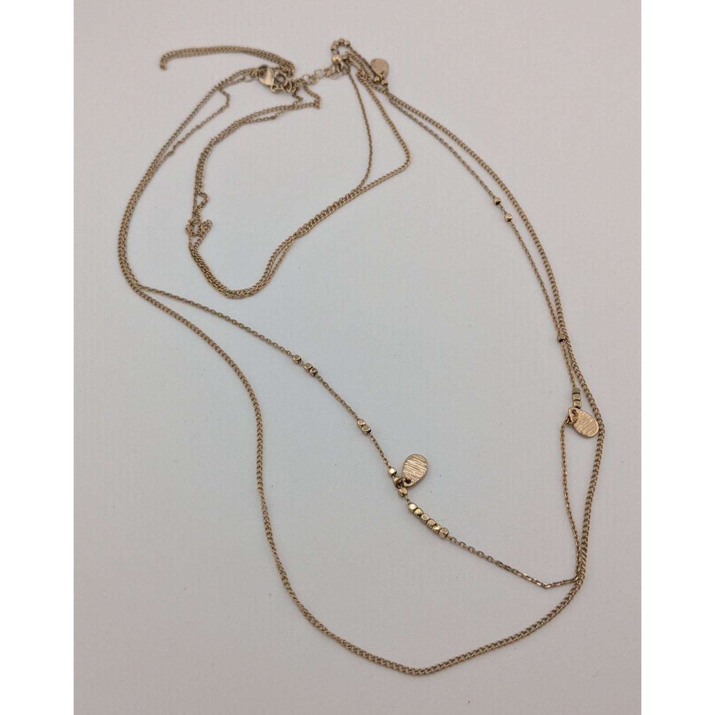 Dainty Gold Tone Layered Chain Necklace With Charms