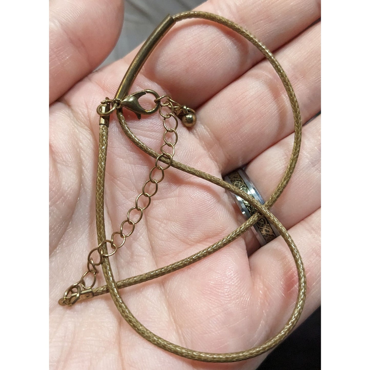 Minimalist Bohemian Copper Tube Accent On Brown Cord