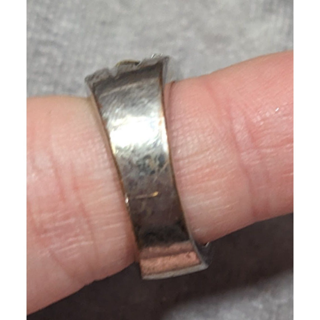 Gold Tone Scalloped And Silver Tone Stacked Ring With Rhinestone Accents