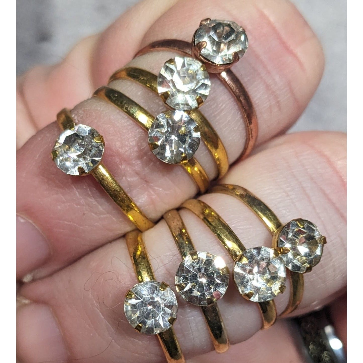 Casual Adjustable Large Rhinestone Gemmed Rings (8)