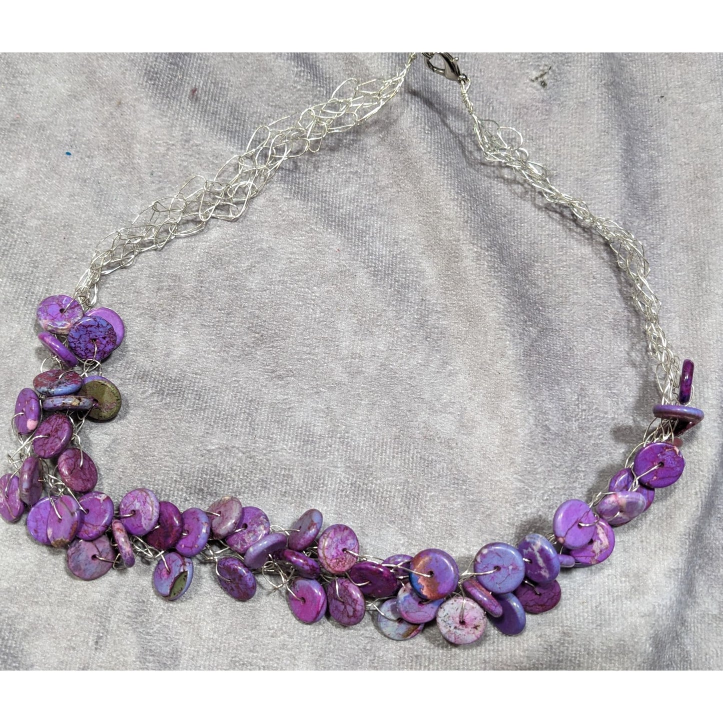 Handmade Purple Stone Beaded Statement Necklace