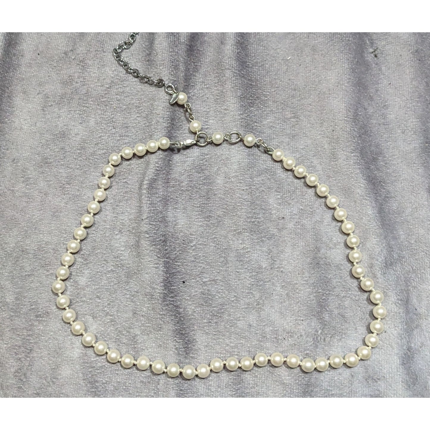 Vintage Cezanne Elegant Faux Pearl Necklace With Adjustable Chain & Lobster Clasp