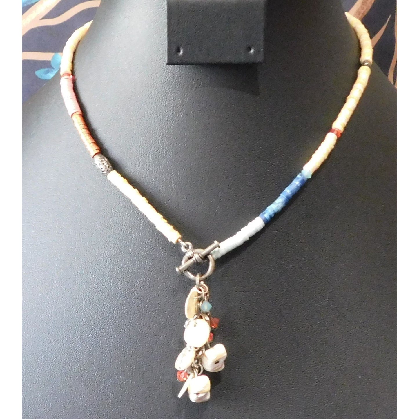 Beachy Sparkly Shell Y Drop Beaded Necklace