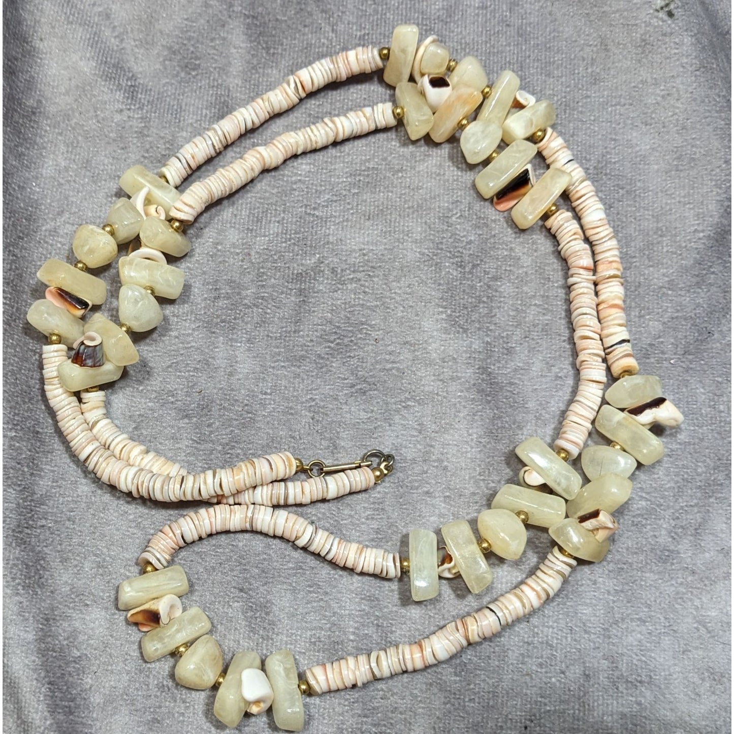 Vintage Beachy Shell And Agate Beaded Necklace