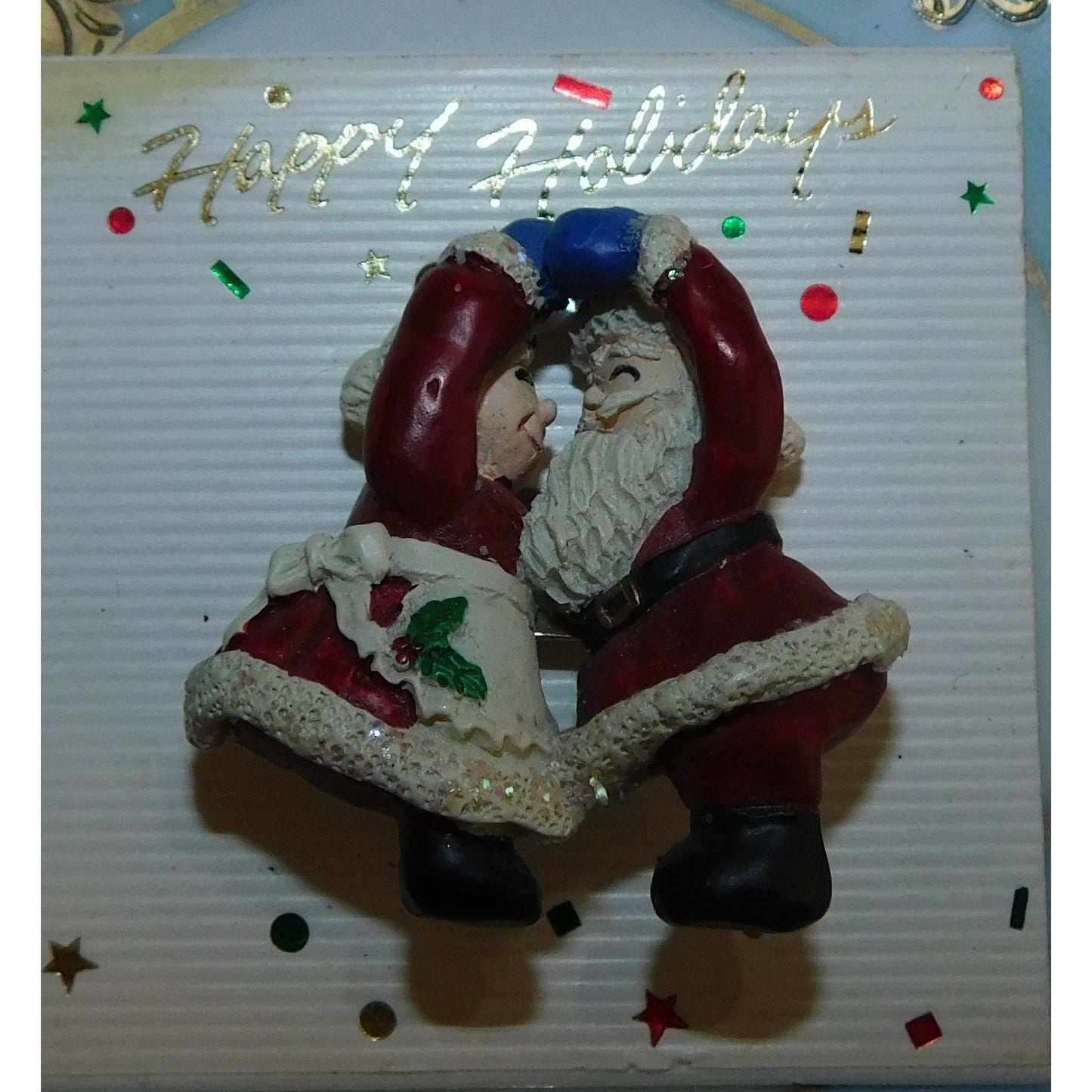 Vintage Dancing Mr. And Mrs. Clause Brooch