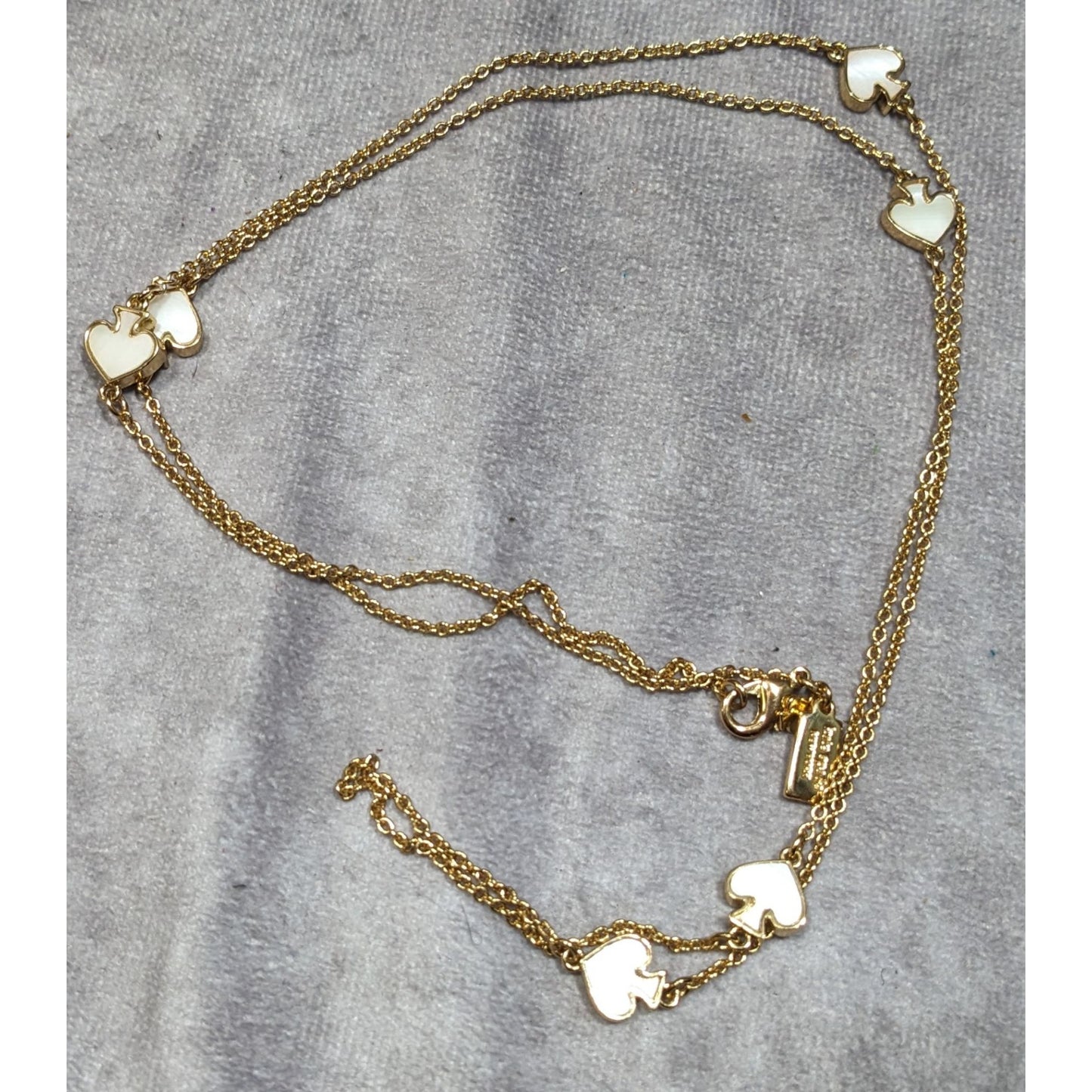 Kate Spade Mother Of Pearl White And Gold Tone Station Necklace