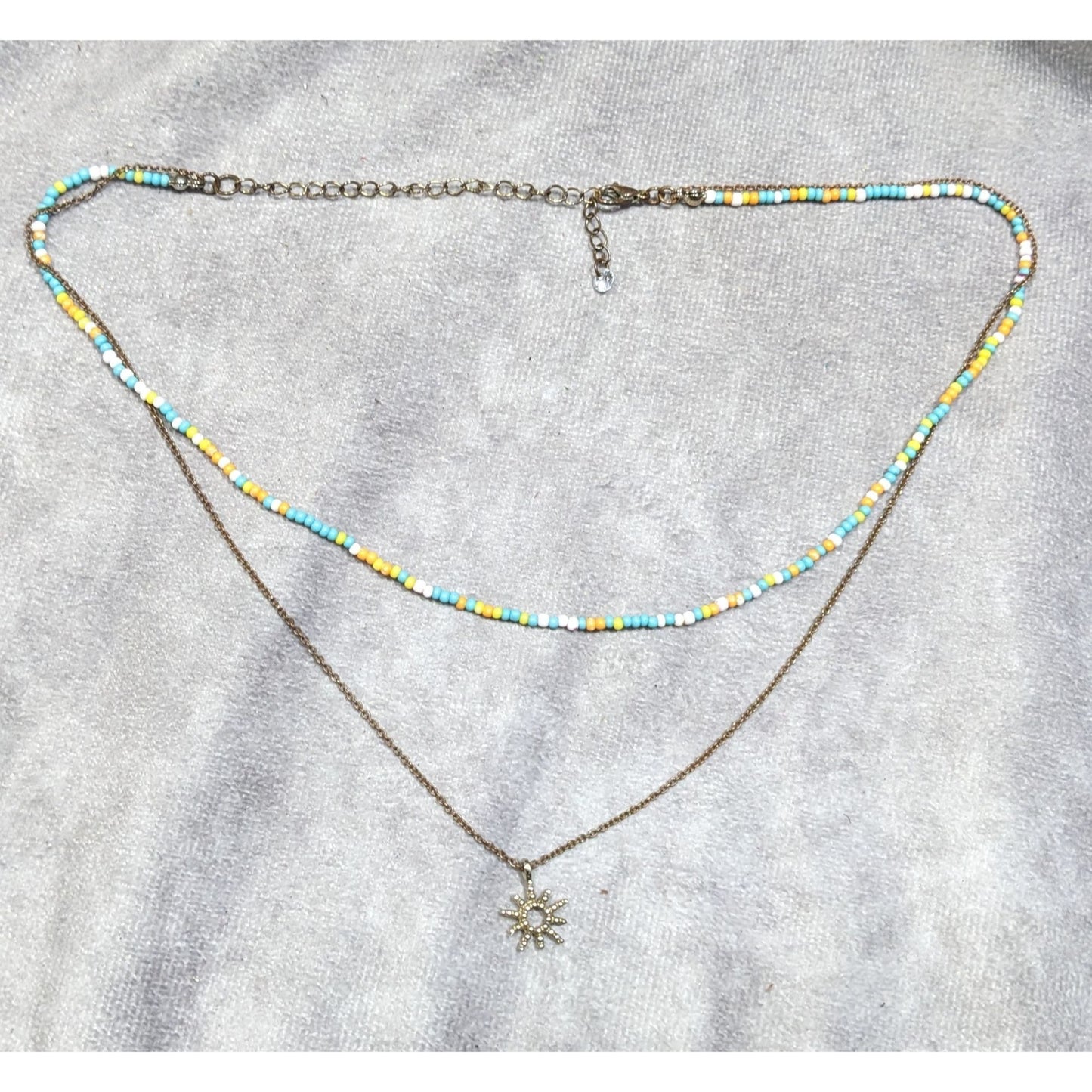 Minimalist Floral Layered Bohemian Beaded Sun Necklace