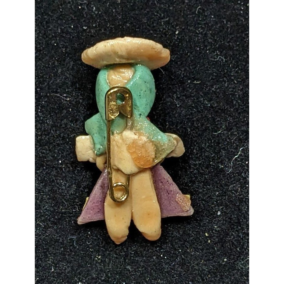 Vintage Handmade Ecuadorian Tiny Figural Clap Brooch