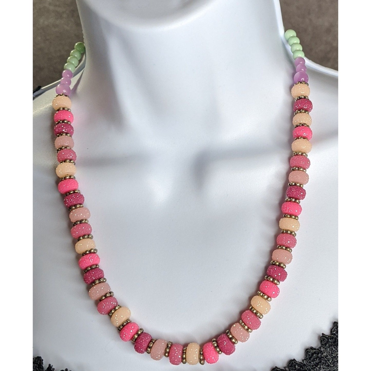 Colorful Jelly Beaded Necklace With Pastel & Glitter Accents