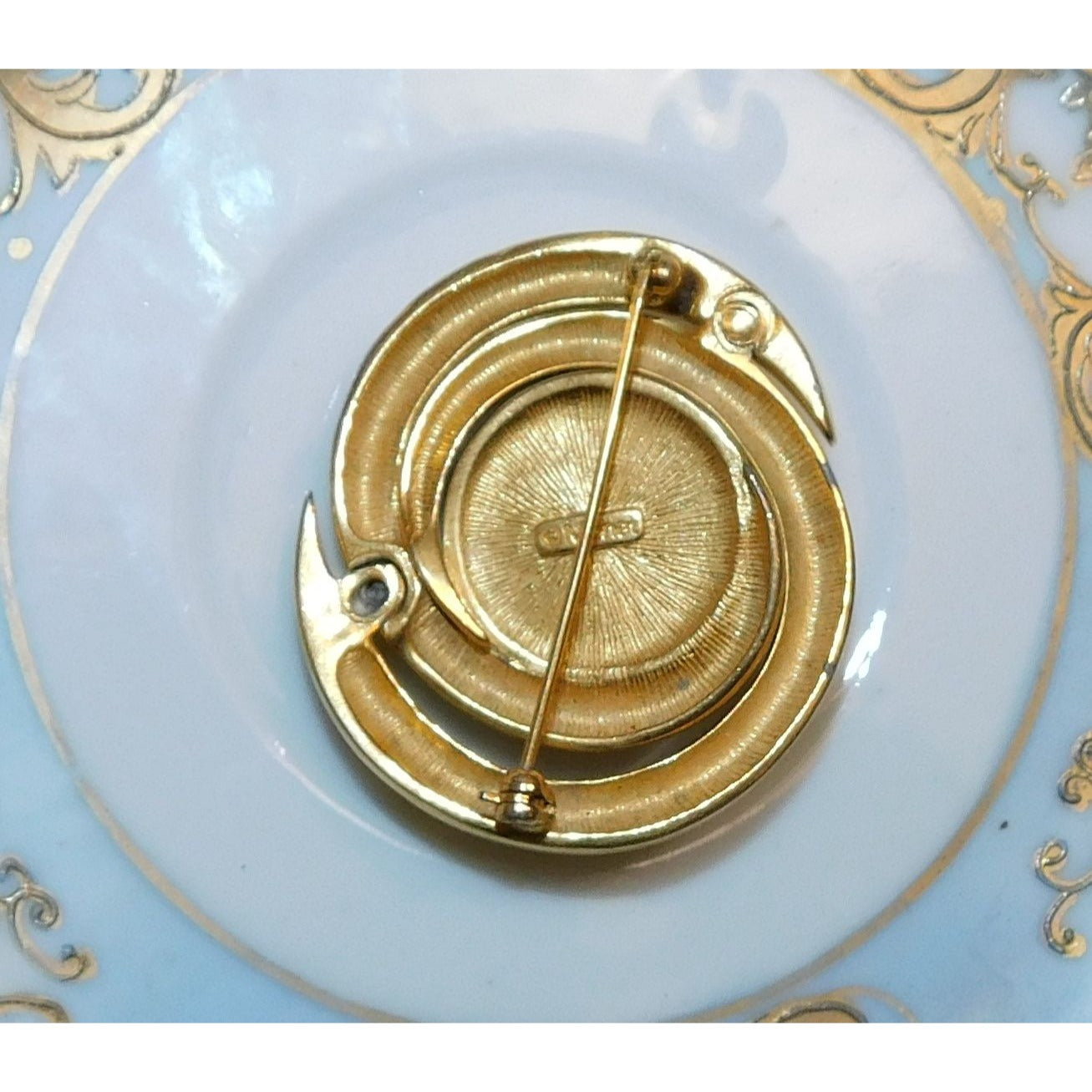 Monet Vintage Gold Tone And Black Brooch