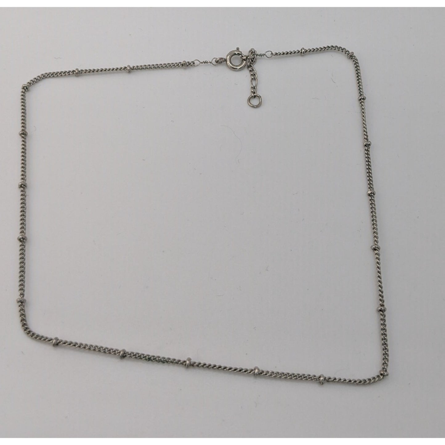 Delicate Minimalist Studded Silver Tone Chain Adjustable Necklace