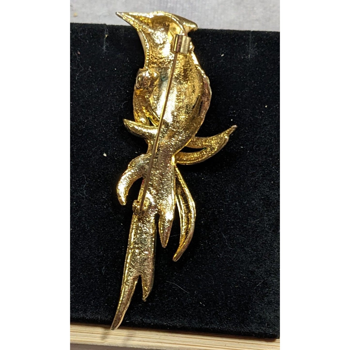 Vintage Enamel Rhinestone Rainbow Bird Brooch Signed WEST