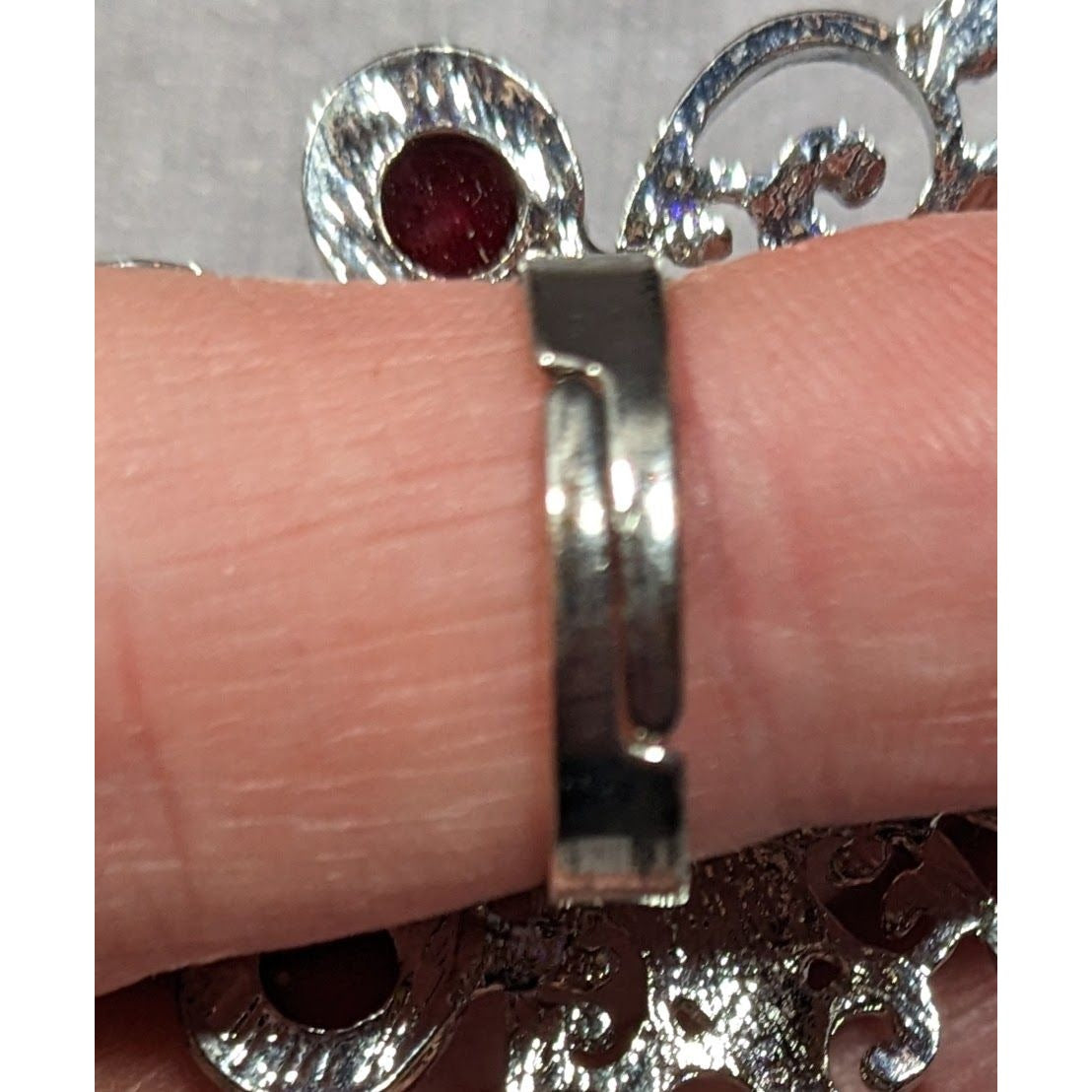 Rainbow Fairycore Floral Gemmed Statement Ring Adjustable Size 6 1/2