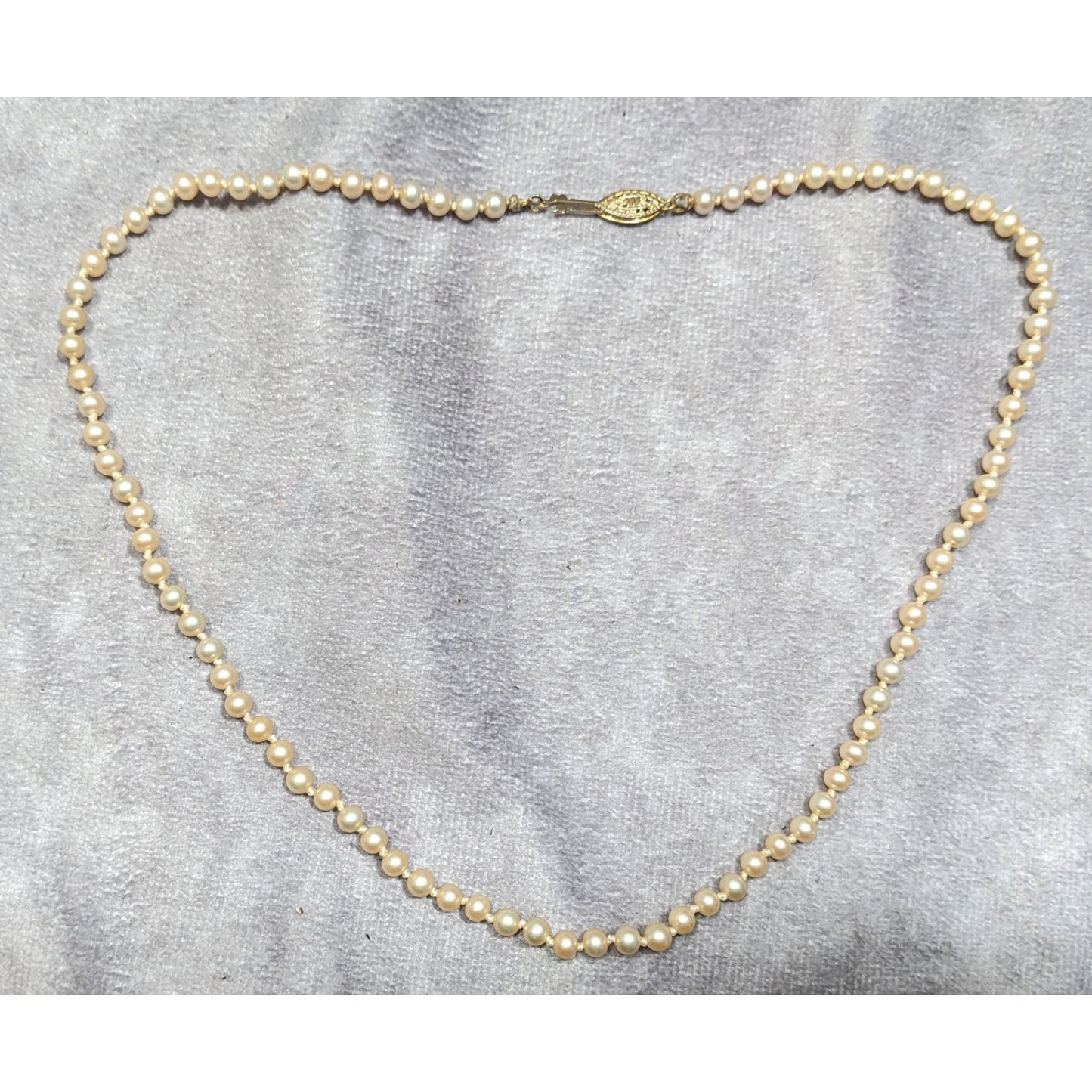 Vintage Champagne Faux Peal Hand Knotted Necklace