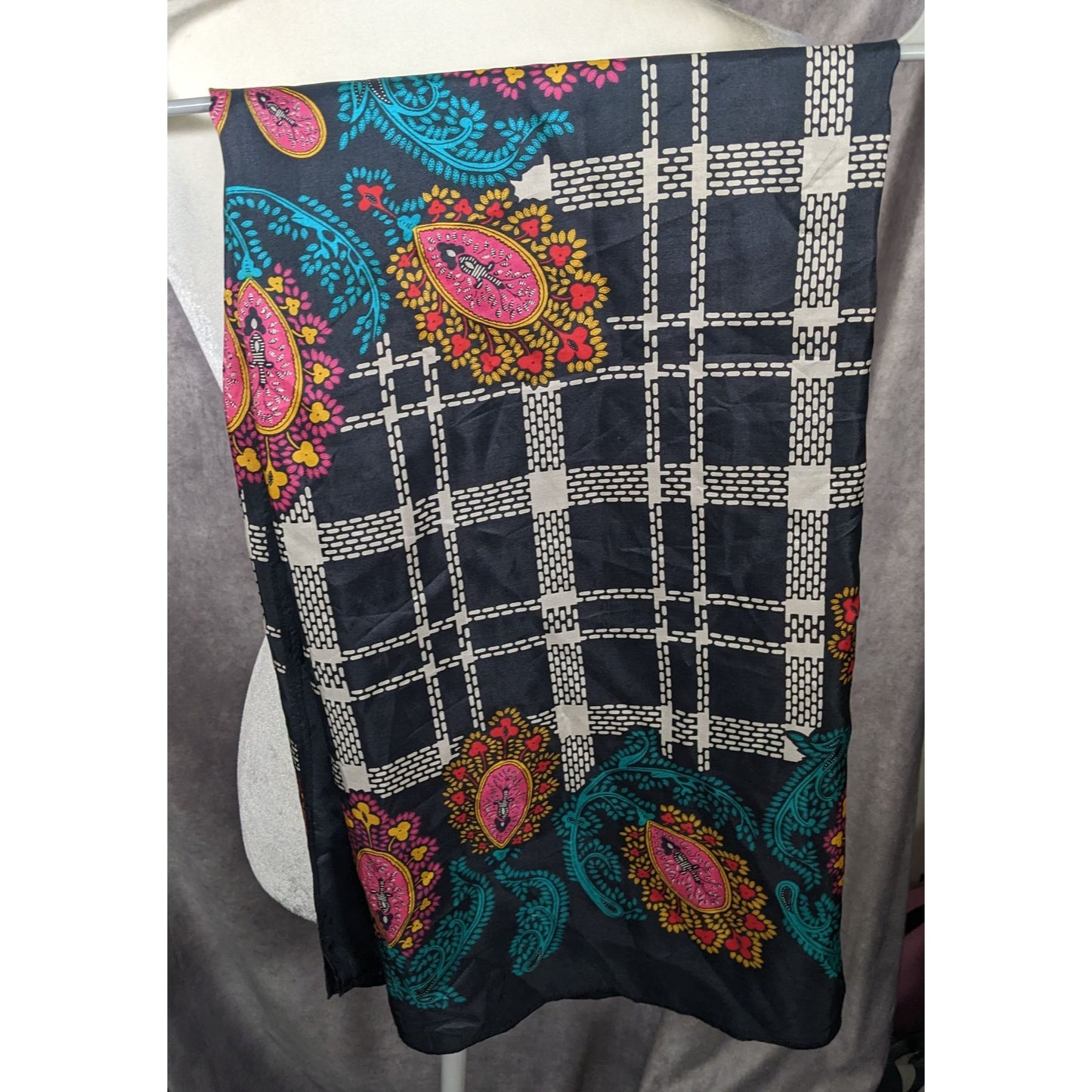 Vintage Diane Von Furstenberg Plaid And Paisley Scarf