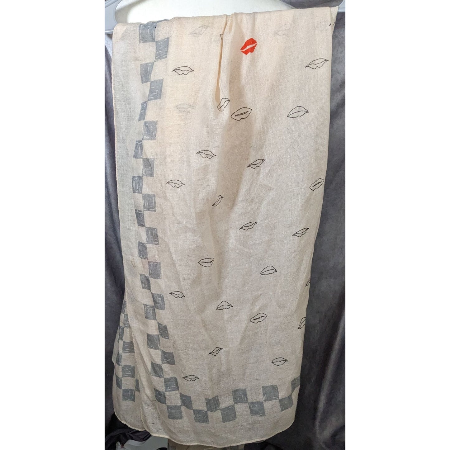 Rag & Bone Checkerboard Lip Print Shawl/Scarf