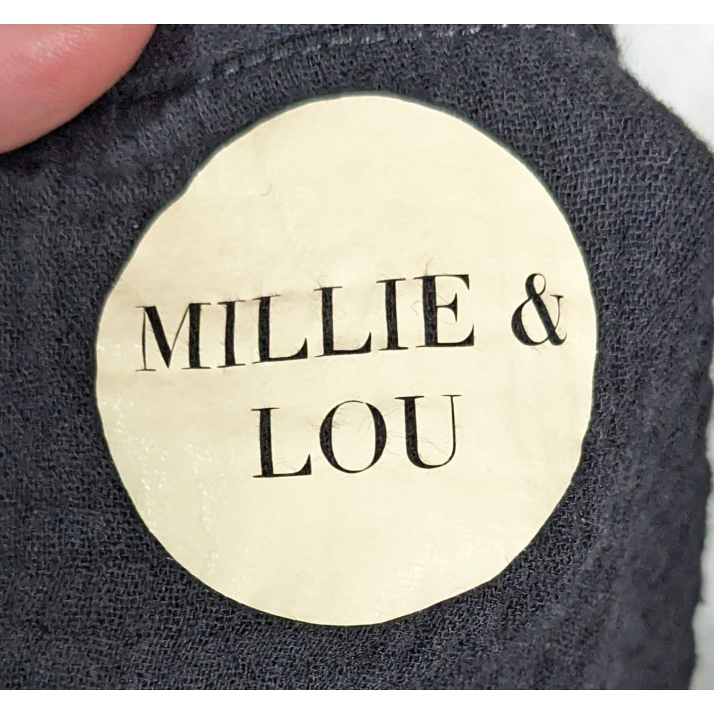Millie & Lou Black Cropped Tee With White Hand Print
