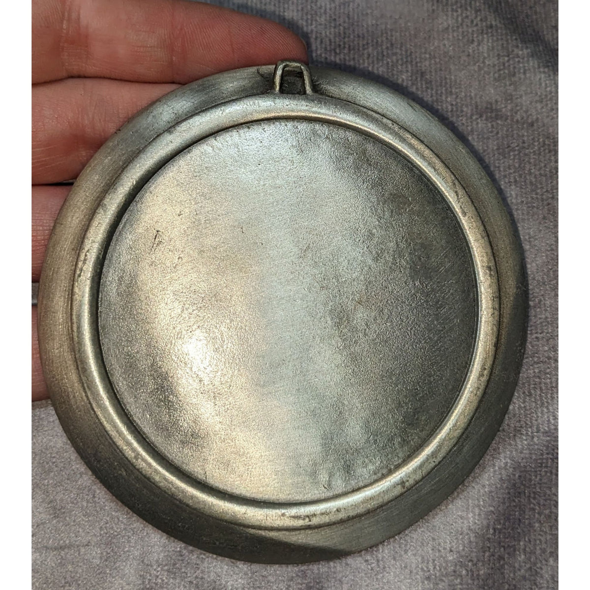 Vintage Colonial Americana Pewter Tone Silver Old Sturbridge Village Plate 4 Inch