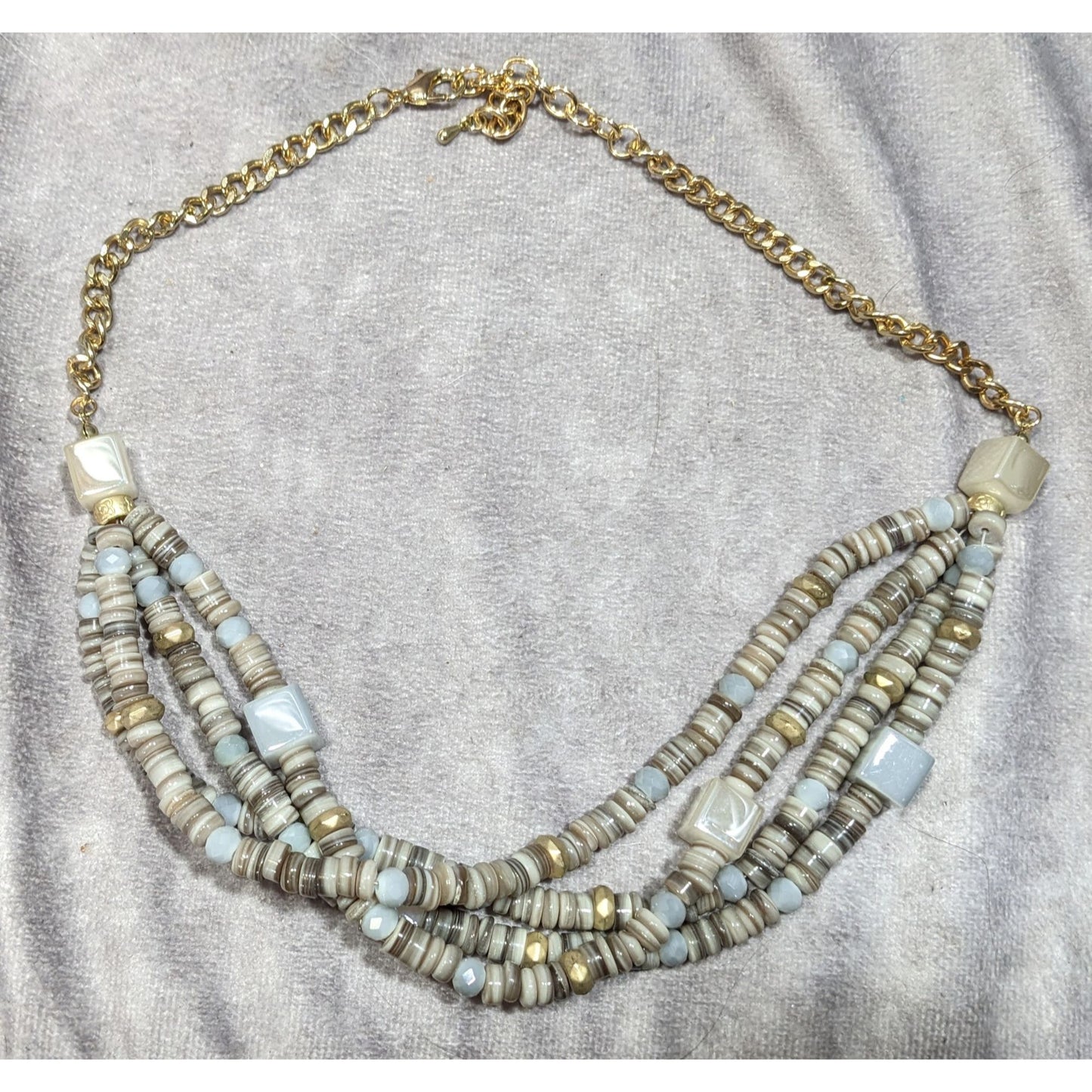 Layered Grey Natural Stone Beaded Necklace