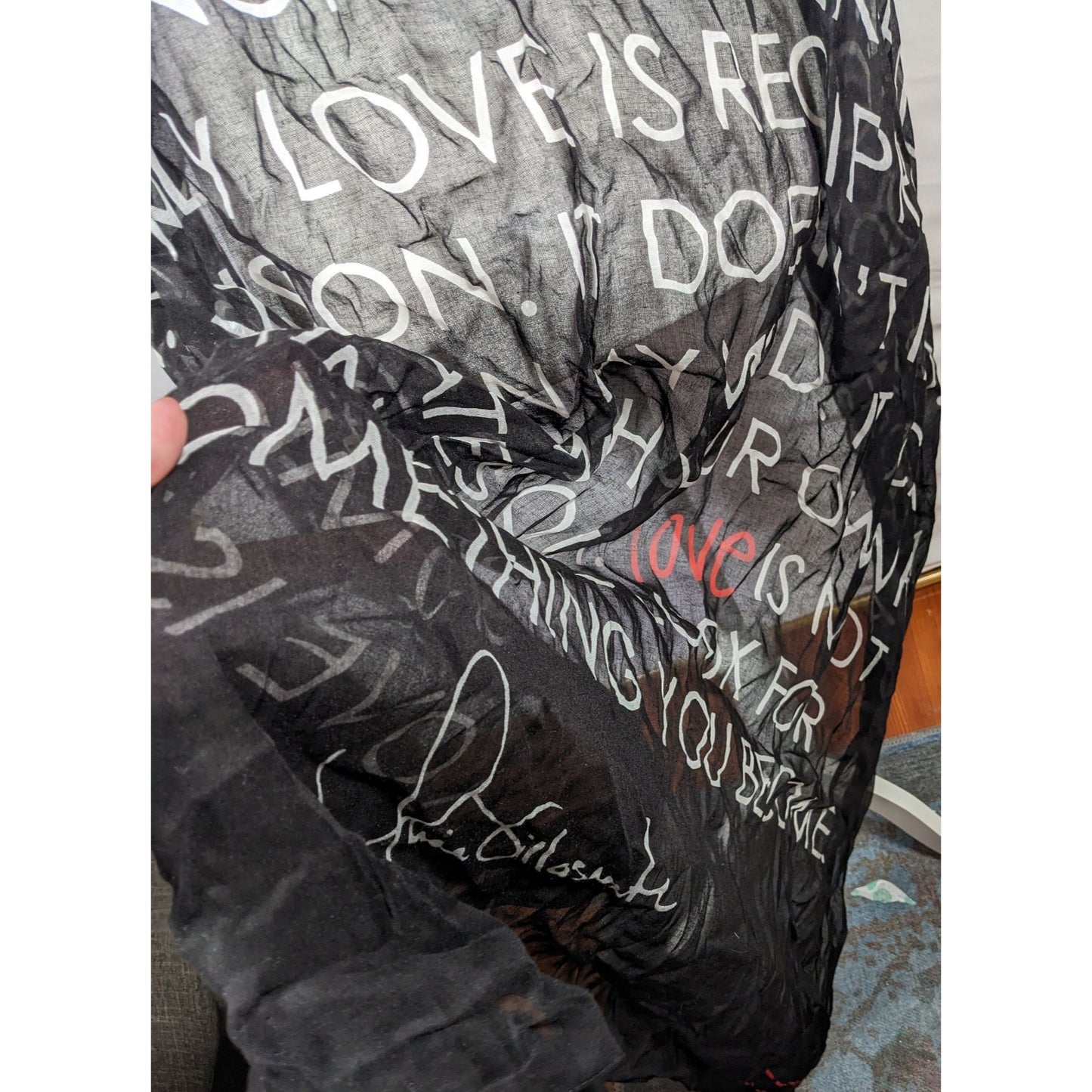 Alina Villasante I Am Love Black Semi Sheer Scarf/Shawl/Wrap