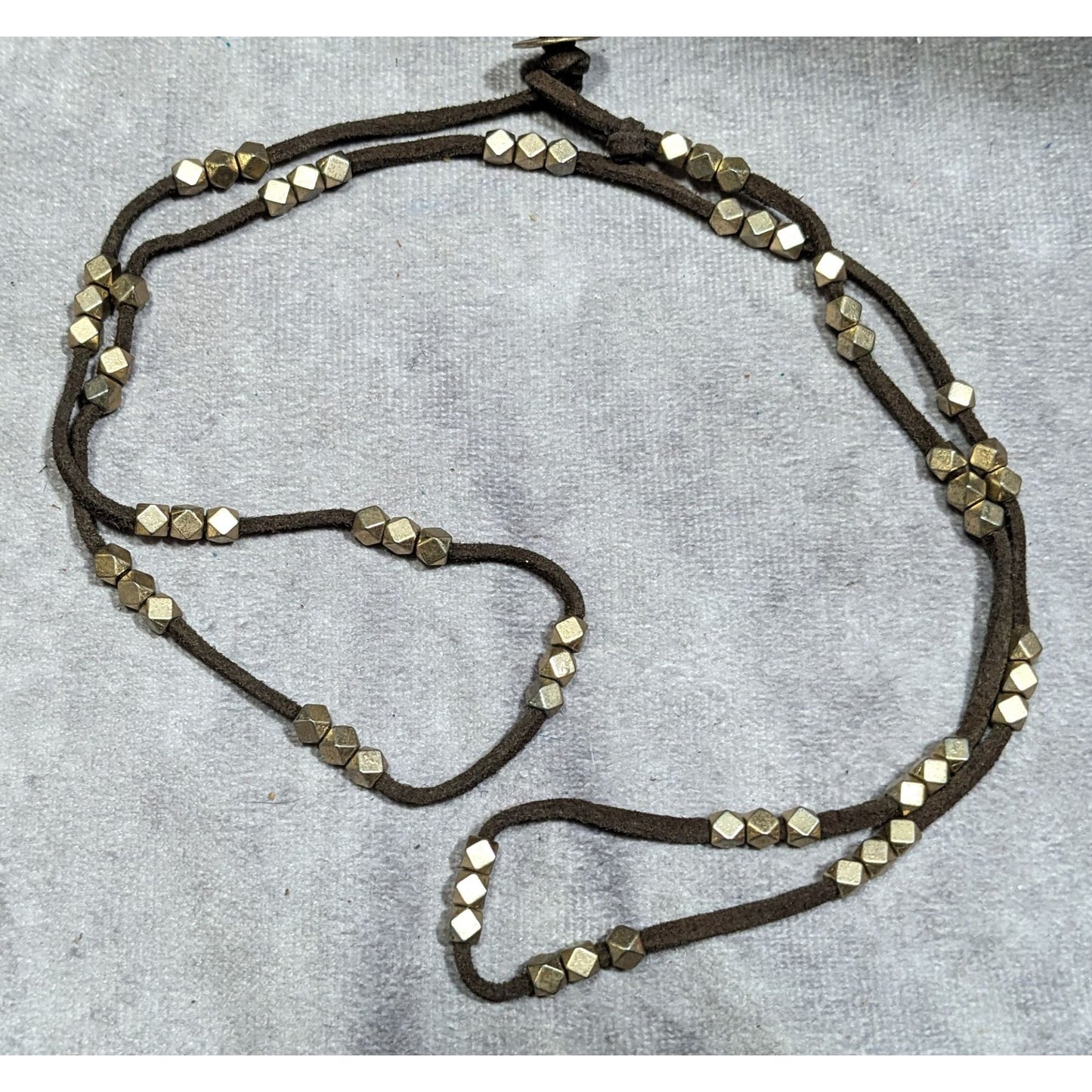 Bohemian Festival Suede Gold Tone Beaded Necklace/Wrap Bracelet