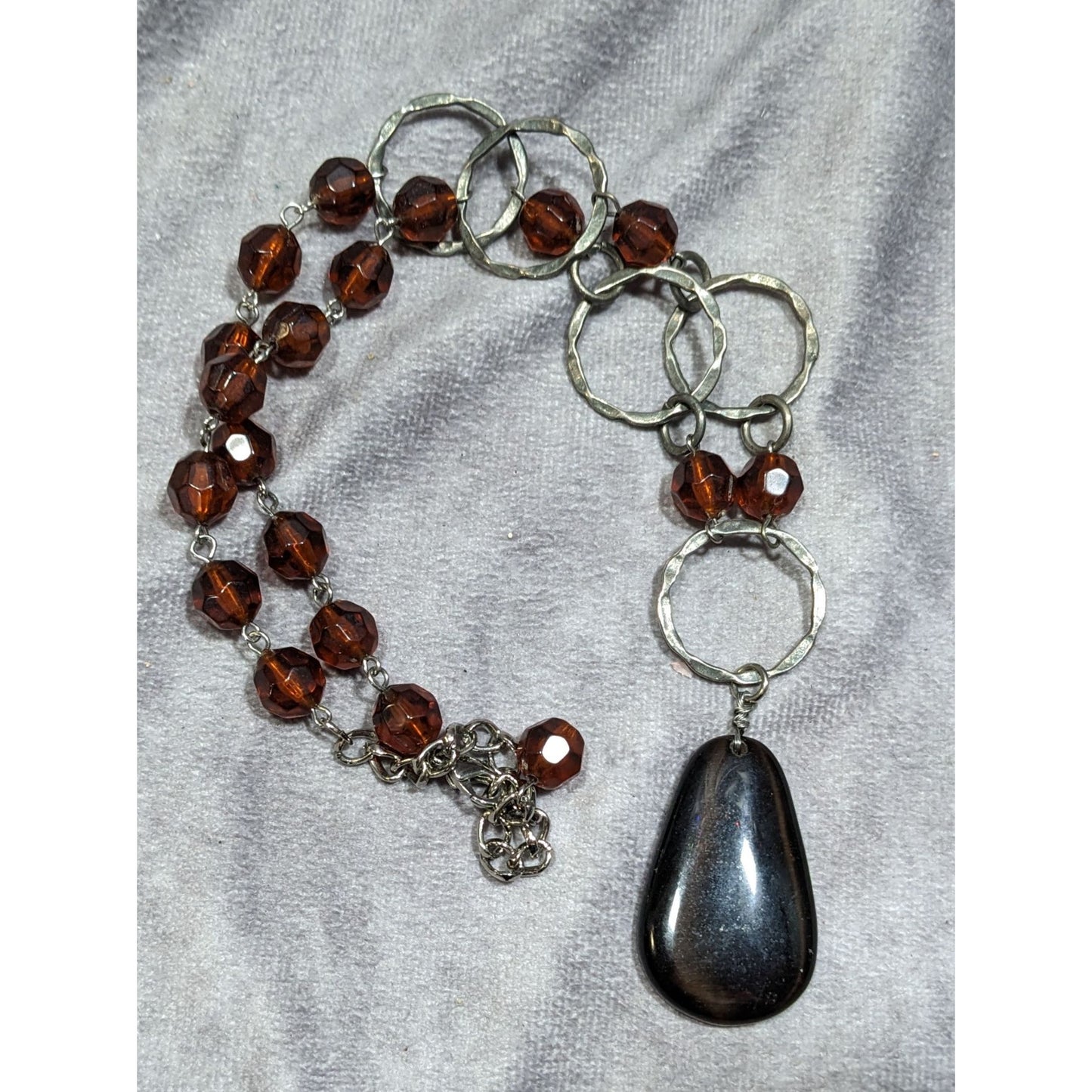 Retro Brown Beaded Rustic Teardrop Necklace
