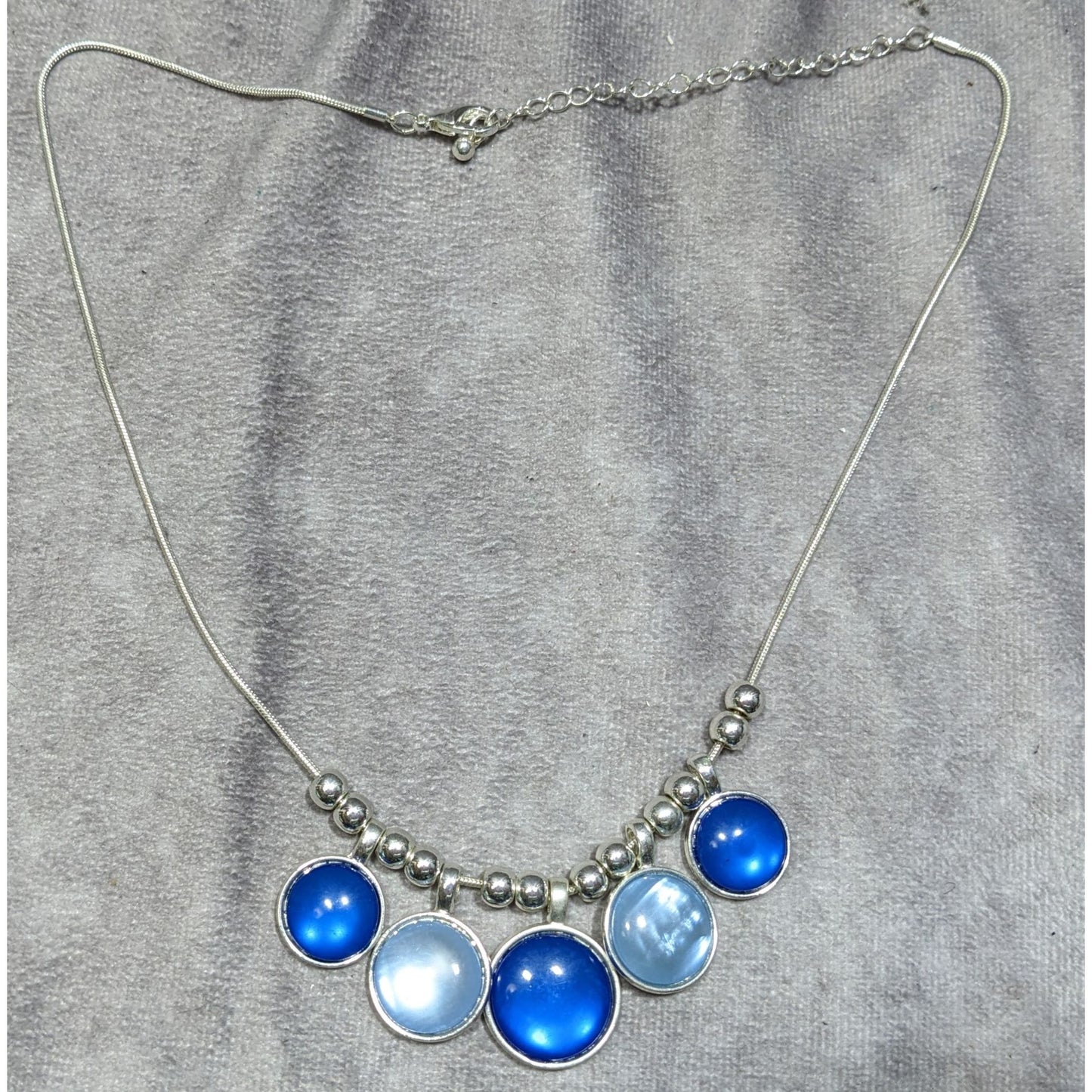 Mermaidcore Glass And Shell Blue & Light Blue Circle Charm Necklace