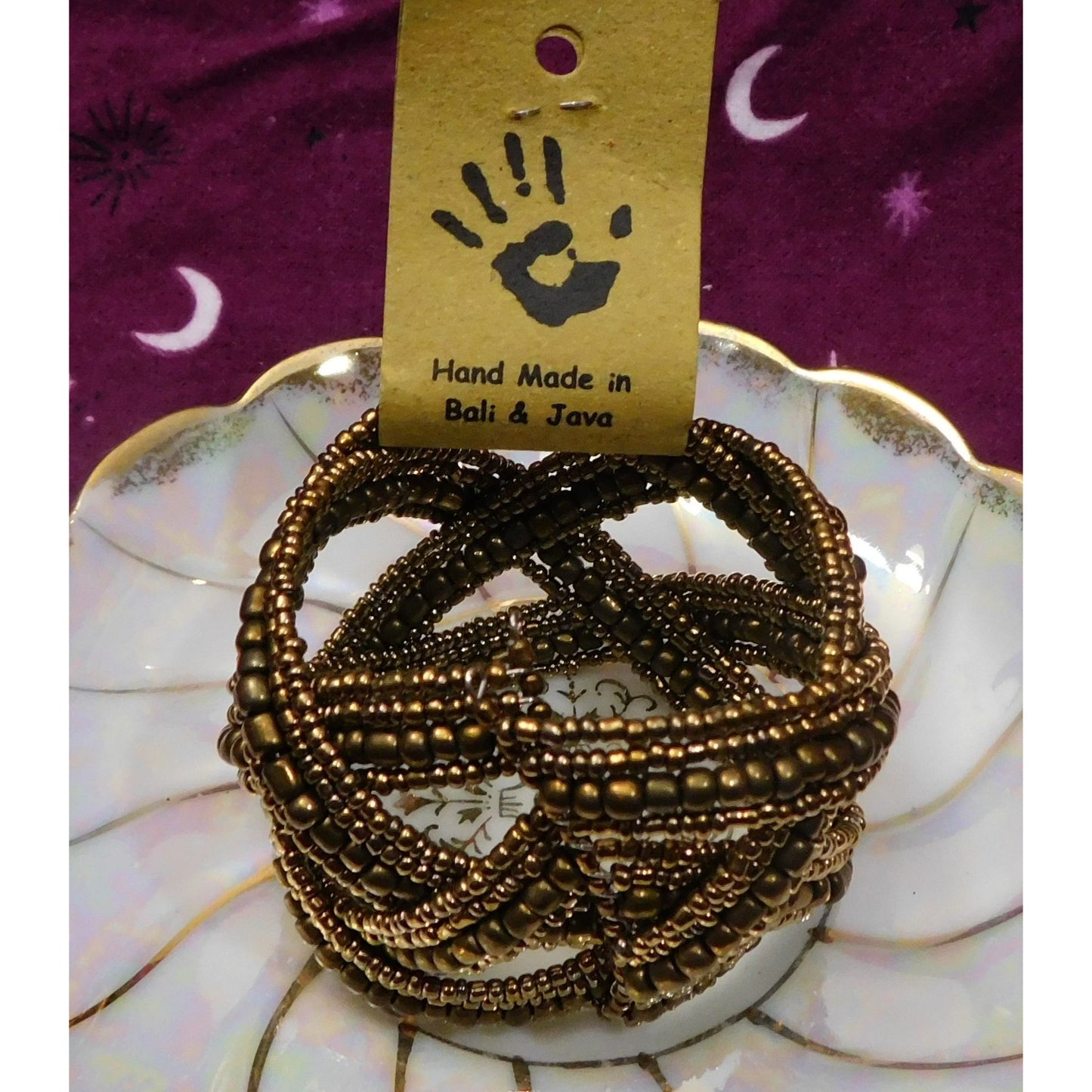 Archipelago Handmade Gold Beaded Cuff Bracelet