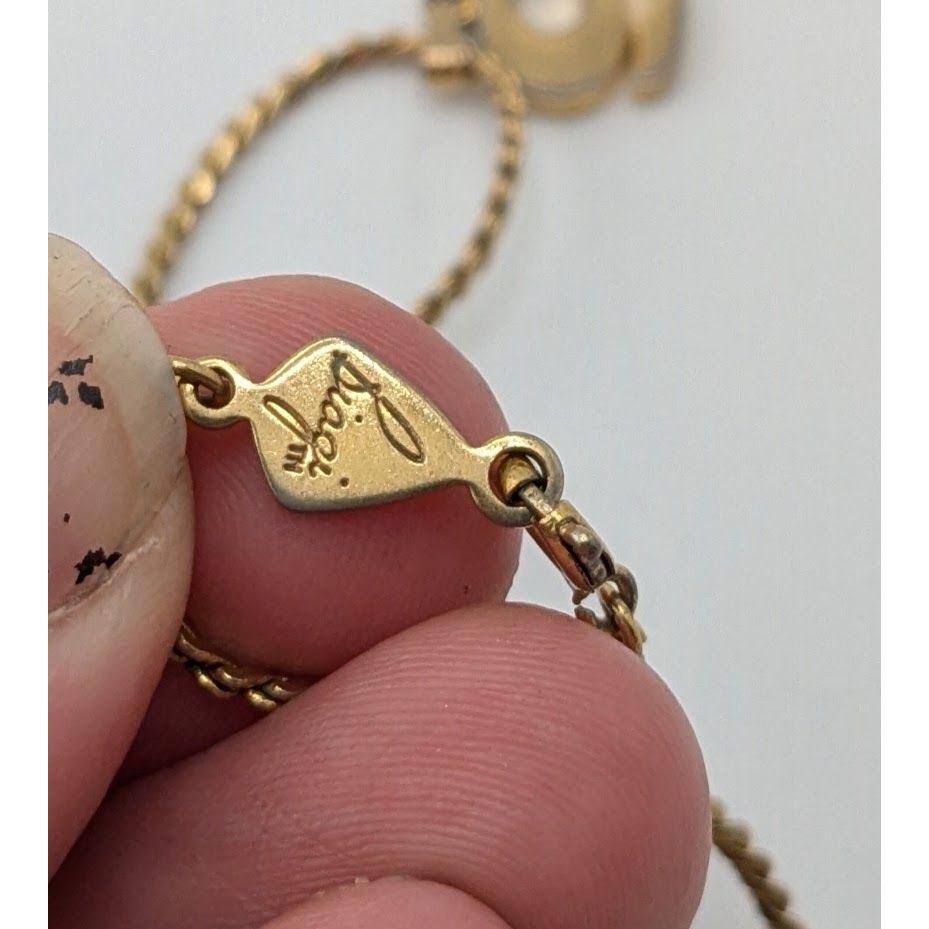 Vintage Biagi Initial G Necklace Gold Tone Letter Pendant Retro Mid Century Jewelry
